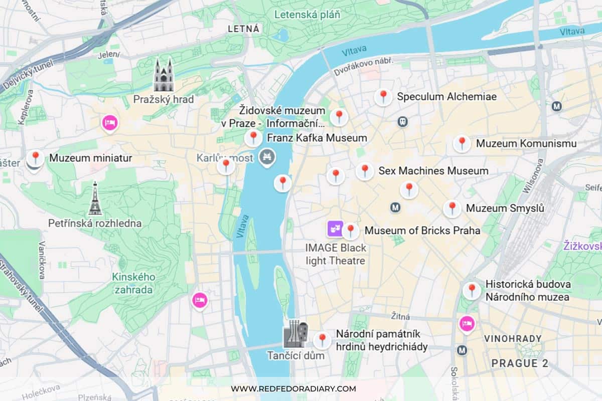 Best Museums in Prague: 16 Unique & Must-Visit Spots 3 museums in prague map